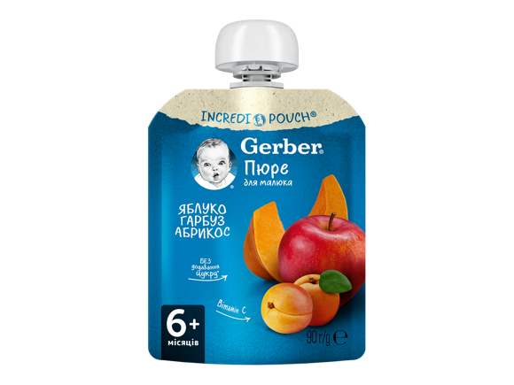 Фруктово-овочеве пюре Gerber® «Яблуко, гарбуз, абрикос» 